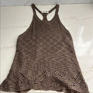 Bear Dance Brown Ribbed Tank Top